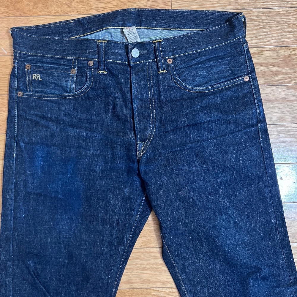 Double RL Ralph Lauren Dark Wash, Slim Fit Jeans, 32x30 - Picture 3 of 6